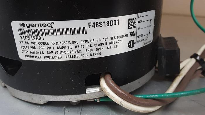 Used GENTEQ ELECTRIC MOTOR .56 HP, F48S18D01 !