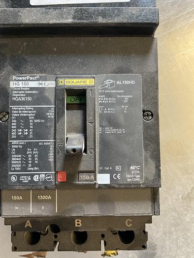 Used POWERPACT, CIRCUIT BREAKER HG 150, HGA36150