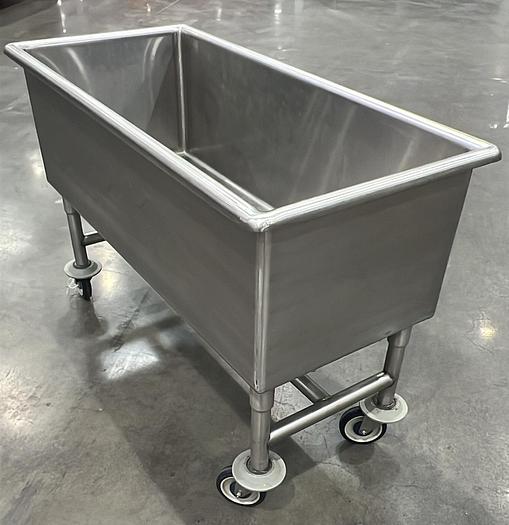 Used STANLESS STEEL MEAT DEPT TUB WITH CASTERS