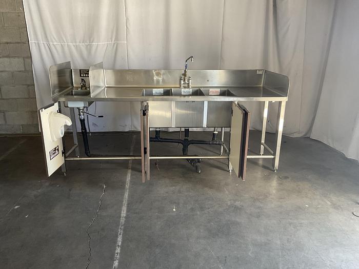 Used THREE COMPARTMENT SINK WITH HAND WASH SINK AND BACKSPLASH