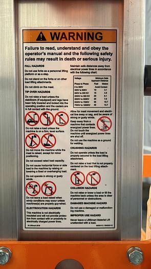 Used 600 LB CAPACITY MATERIAL LIFT; MLM20- STD BASE/FORKS !