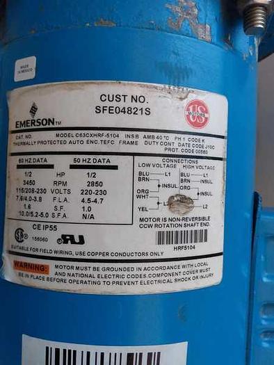 Used WATER PUMP 1/2 HP EMERSON C63CXHRF-5104.-