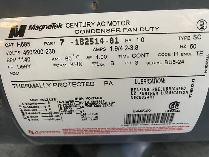 Used MAGNETEK MOTOR 1 HP; 3 PH; 1140 RPM; H685 !