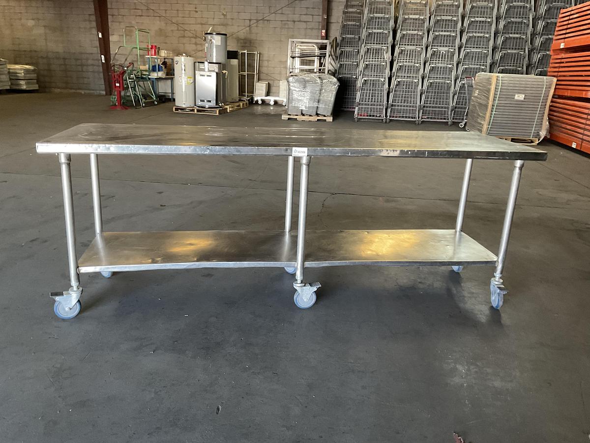 Used STAINLESS STEEL WORK TABLE – HEAVY-DUTY MOBILE PREP TABLE