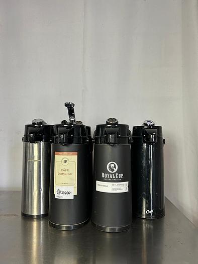 Used ASSORTMENT OF INSULATED COFFEE OR TEA PUMP DISPENSER