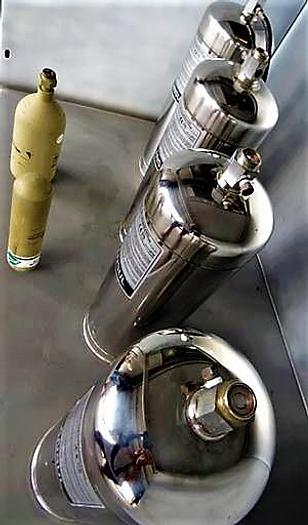 Used SET OF 4 ANSUL R-102 3.0 GALLON STAINLESS STEEL TANK