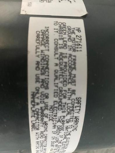 Used MOTOR GE; 1/3-1/4 HP; 1 PH; 1075 RPMS; 5KCP39KGC519ET !