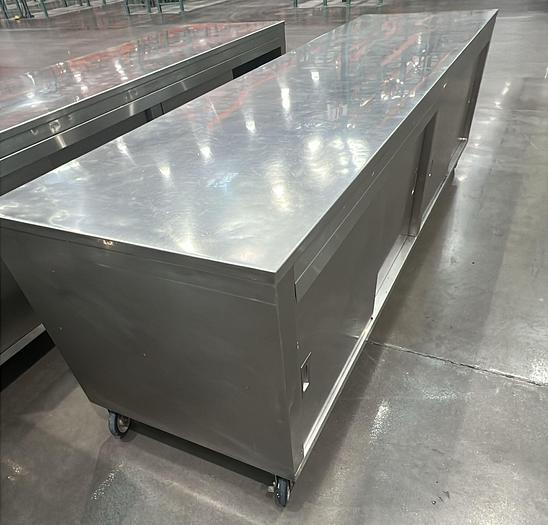 Used STAINLESS STEEL TABLE WITH SLIDING DOORS