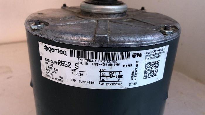 Used GENTEQ FAN MOTOR 0.33 HP; 1 PH; 1075 RPMS; 5KCP39PFR552 S !