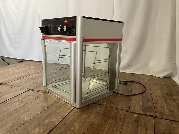 Used FLAV-R-SAVOR HUMIDIFIED HOT FOOD HOLDING & DISPLAY CABINET WITH 3 TIER PAN RACK