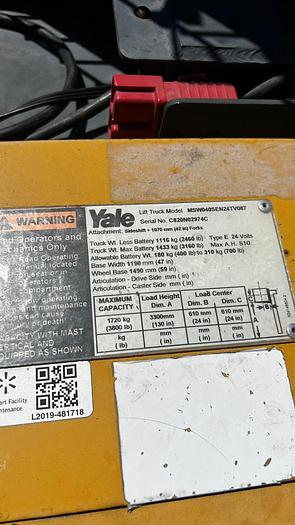 Used YALE WALK BEHIND FORKLIFT