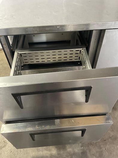 Used TRUE REFRIGERATED SANDWICH/SALAD PREP TABLE WITH ONE DOOR AND TWO DRAWERS; TUC-48D-2./