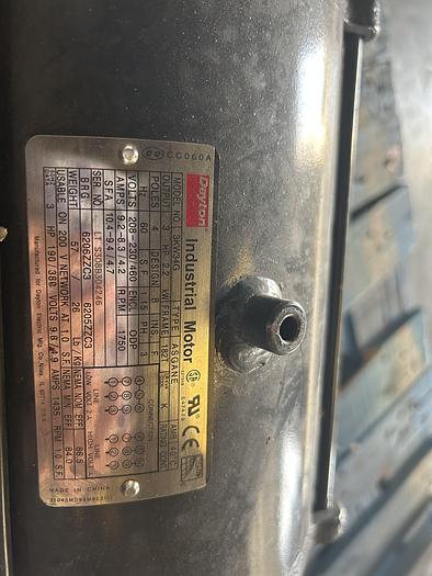 Used DAYTON INDUSTRIAL MOTOR; 3KW34G; 3HP; PH3; R.P.M 1750