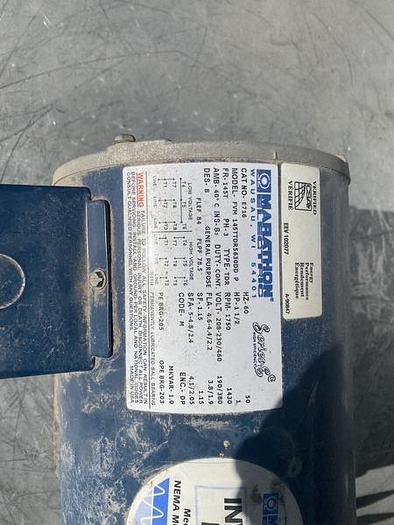Used MARATHON ELECTRIC MOTOR 1.5 HP, FVM 145TTDR5630DD P !