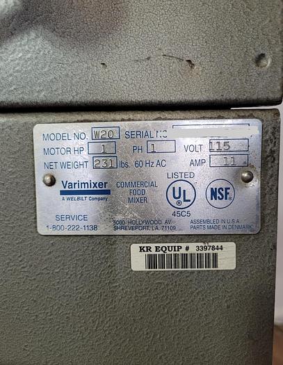 Used WELBILT VAREMIXER-W20; 3 SPEED.