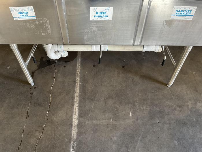Used Stainless steel three-compartment sink