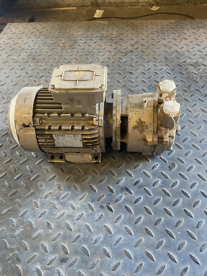 Used LAFERT 3 HP ELECTRIC MOTOR WITH PUMP – 3 PHASE, 208–230/460V, TEFC