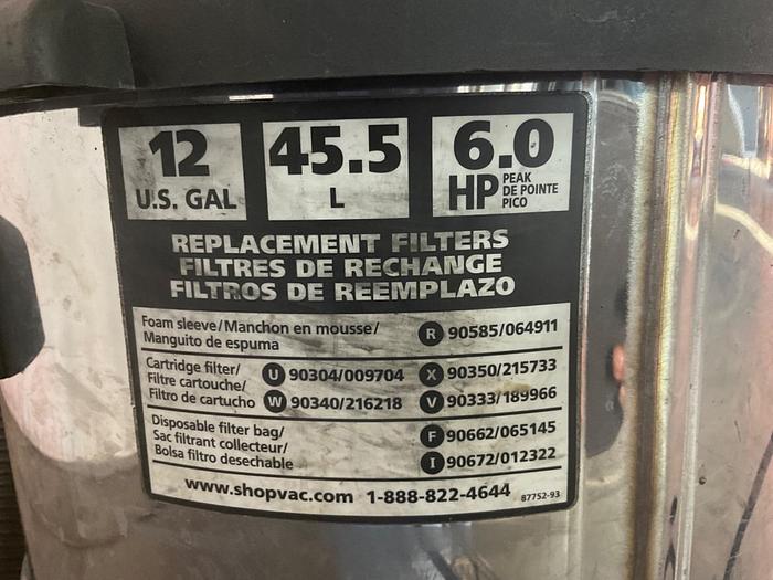 Used SHOP-VAC 12 GAL VACUUM !
