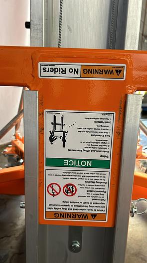 Used 600 LB CAPACITY MATERIAL LIFT; MLM20- STD BASE/FORKS !