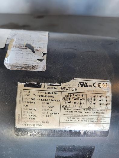 Used DAYTON GENERAL PUROSE MOTOR; 5 HP; 3 PH; 1760 NAMEPLATE RPM; 230/460 V AC VOLTAGE; 36VF38 !