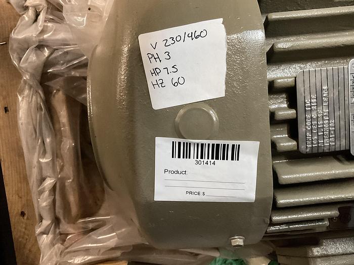 Used 20" LONG-SHAFT GE AC MOTOR; 7.5 HP; 3 PH; 3630 RPM; 5KS213CAA139