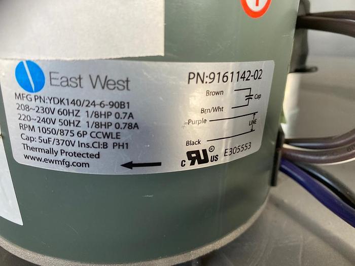 Used EAST WEST MOTOR 1/8 HP, 1 PH, 1050/875 RPM, EAST WEST; E305553 !