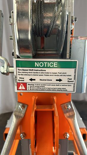 Used 600 LB CAPACITY MATERIAL LIFT; MLM20- STD BASE/FORKS !