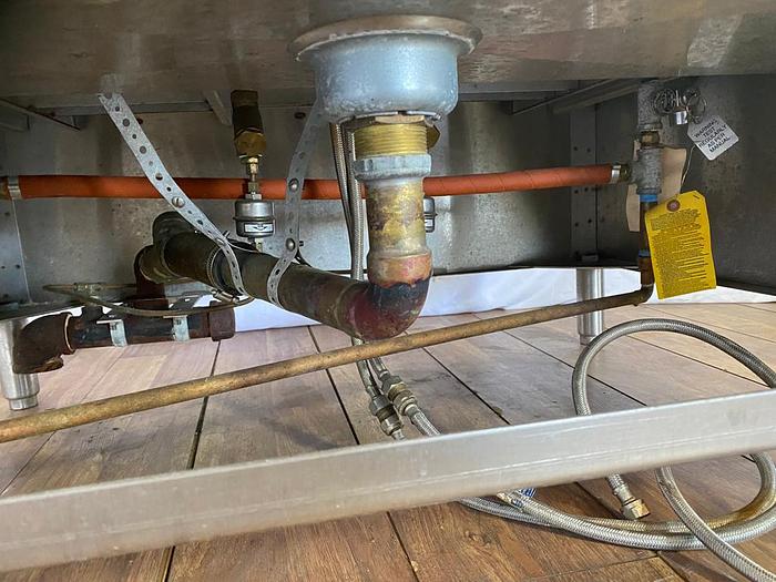 Used CLEVELAND DUAL 6 GALLON DIRECT STEAM TILTILNG KETTLE ON STAND WITH SINK  SD-1050-K6 !