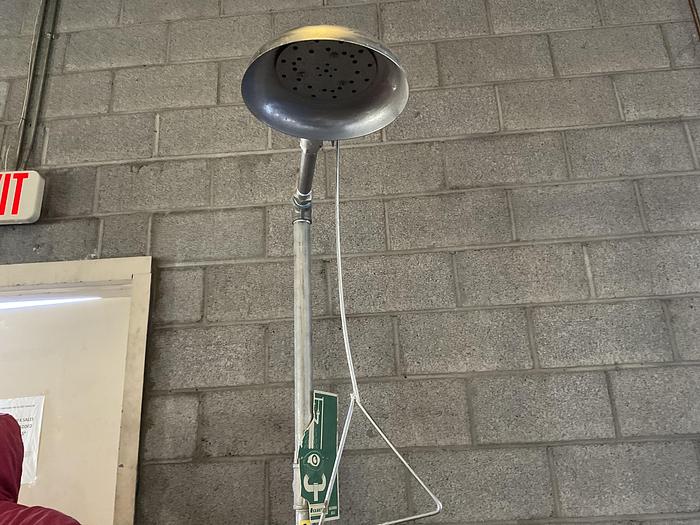 Used EMERGENCY WASH STATION EYE WASH FOUNTAIN AND DRENCH SHOWER, FLOOR MOUNT