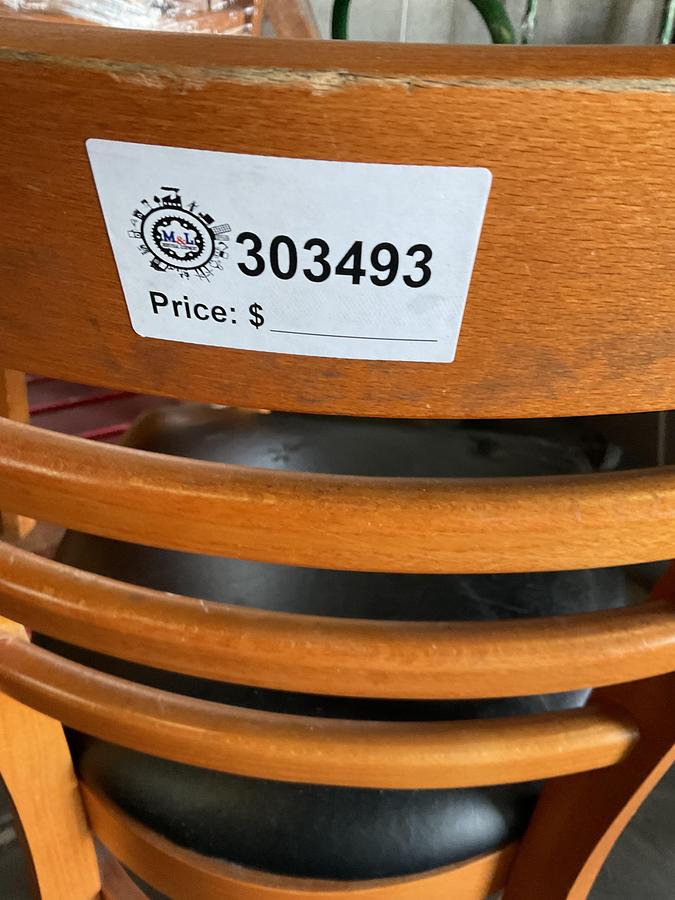 Used WOOD RESTAURANT SIDE CHAIR – BLACK VINYL SEAT