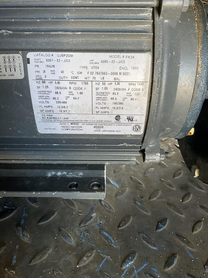 Used CENTRIFUGAL PUMP WITH ELECTRIC MOTOR – 5 HP, 3 PHASE