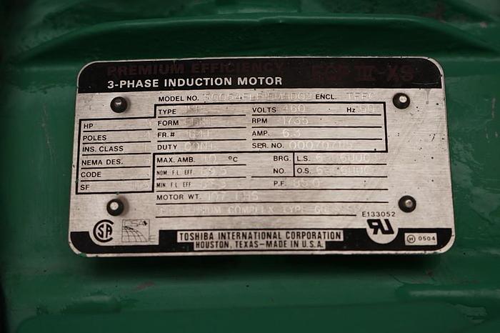 Used TOSHIBA INDUCTION MOTOR 5 HP PREMIUM EFFICIENCY B0054FLF1BMHD02.