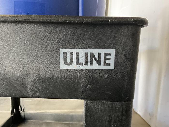 Used ULINE UTILITY CART WITH ATTACHED TWO REBBERMAIN- BRUTE CONTAINERS !