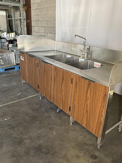 Used THREE COMPARTMENT SINK WITH HAND WASH SINK AND BACKSPLASH