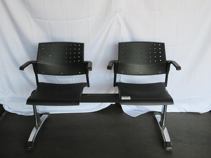 Used 2-SEAT AIRPORT WAITING CHAIR CLINIC BENCH OFFICE RECEPTRION ROOM SALON