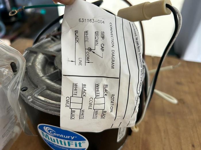 Used CENTURY, 1/8 1/10 1/12 HP, PH 1, 208-230V, 1075 RPM, DF3G034N' !