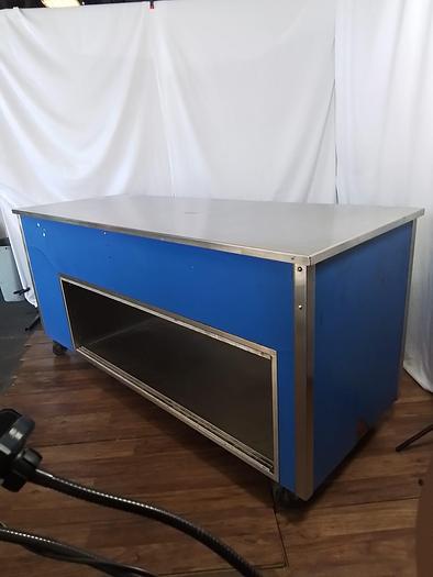 Used MOBIL STAINLESS STEEL WORK TABLE WITH STORAGE AND EXTERIOR BLUE COVER