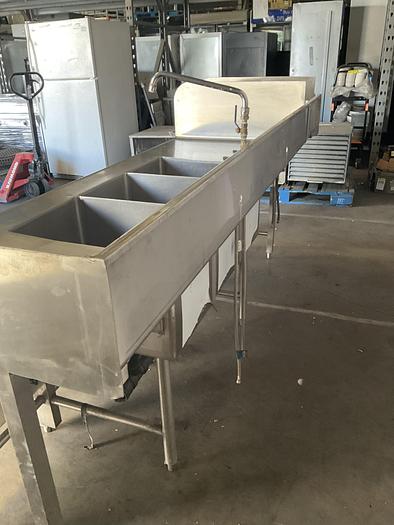 Used THREE COMPARTMENT SINK WITH HAND WASH SINK AND BACKSPLASH