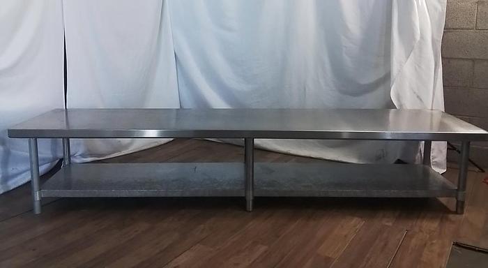 Used 8' LOW STAINLESS-STEEL TABLE WITH UNDERSHELF !