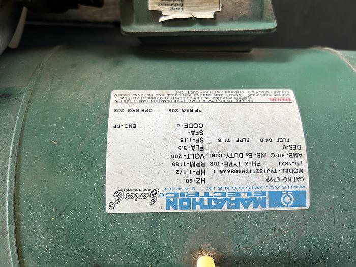 Used MARATHON ELECTRIC MOTOR; 7VJ182TTDR4083AN L;  HP 1 1/2, PH 3; RPM 115 !