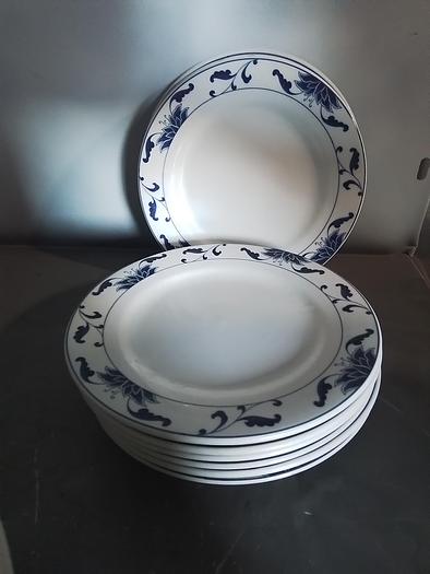 Used VINTAGE CAMEO DURABLE CHINA BLUE DINNER PLATES !