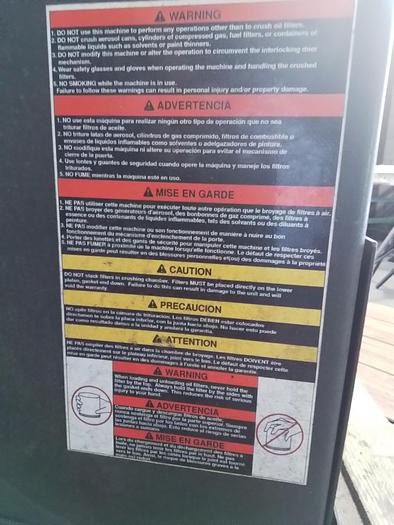 Used GRAY OIL FILTER CRUSHER !