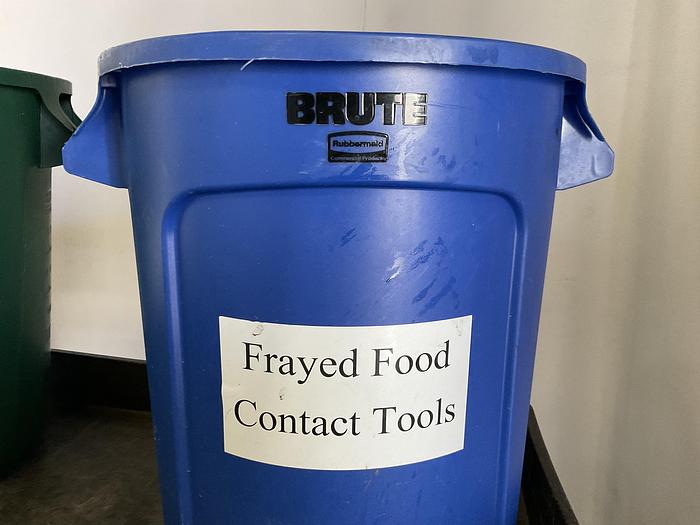 Used ULINE UTILITY CART WITH ATTACHED TWO REBBERMAIN- BRUTE CONTAINERS !