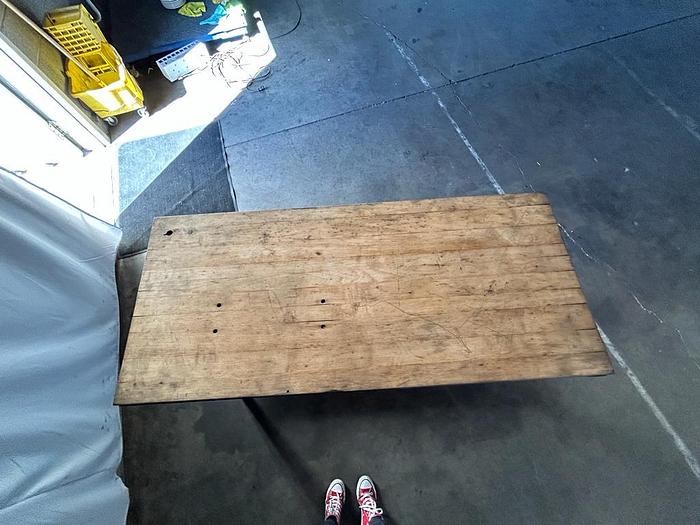 Used BUTCHER BLOCK/STEEL INDUSTRIAL WORK ASSAMBLY TABLEBENCH ./