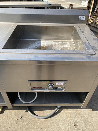 Used STAINLESS STEEL TABLE WITH DROP IN STEAMER AND SINK !