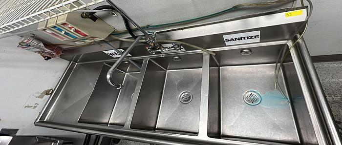 Used CDS THREE COMPARTMENT SINK