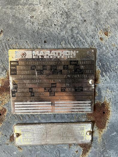 Used MARATHON ELECTRIC; 30 444TSTDS8233AN F2 W; 150 HP; PH3; RPM 1780.