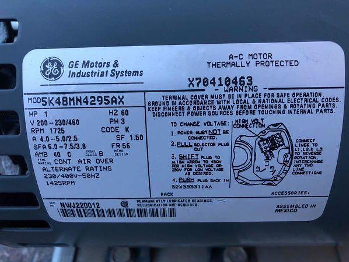 Used GE AC MOTOR 1 HP; 3 PH; 1725 RPM; 5K48MN4295AX