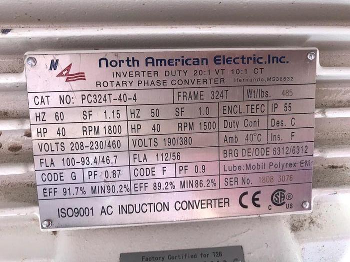 Used NORTH AMERICAN ELECTRIC INDUCTION CONVERTER MOTOR 40 HP  PC324T-40-4 !