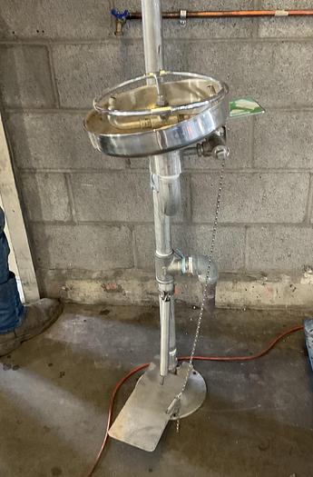Used EMERGENCY WASH STATION EYE WASH FOUNTAIN AND DRENCH SHOWER, FLOOR MOUNT